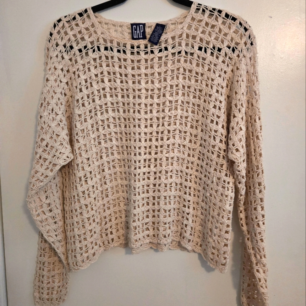 Gap crochet top, beige size L
